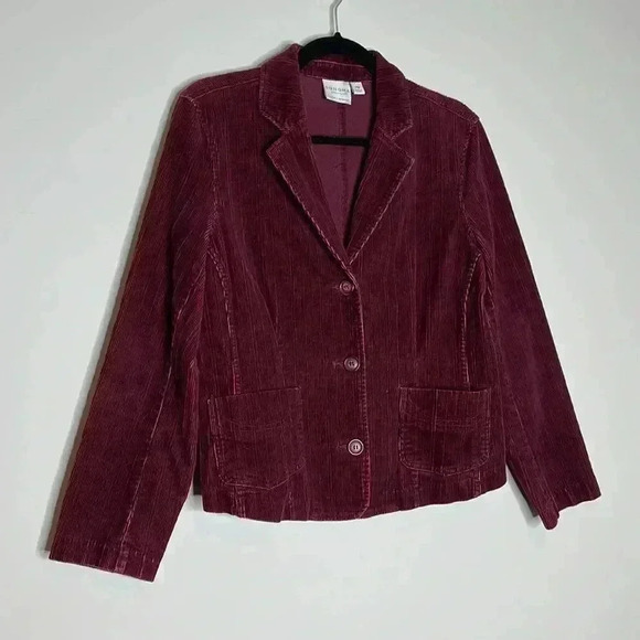 Sonoma Three Button Corduroy Burgundy Blazer - Picture 4 of 13